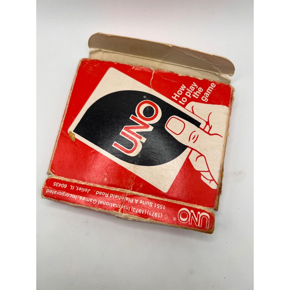 Vintage 1973 UNO Cards Game Complete W Instructions Damaged Box Family Night